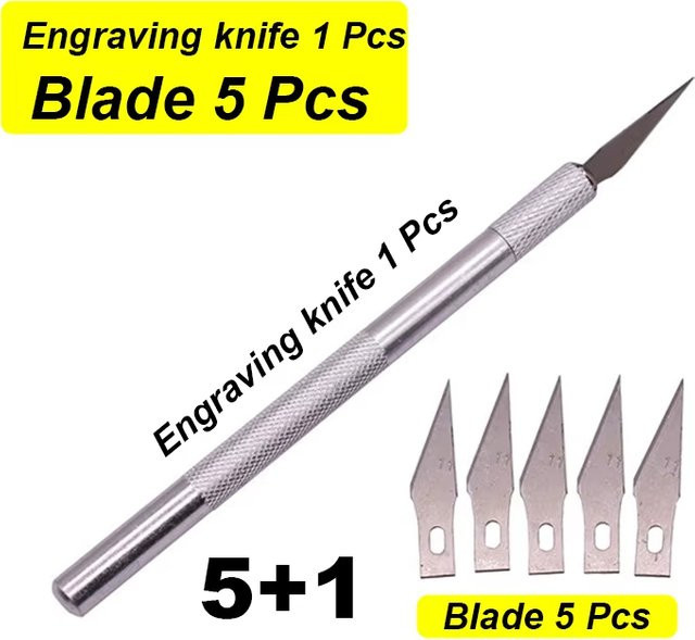 PYWNJU Allzweckmesser Set mit 15 Klingen in Silber für DIY Schnitzarbeiten, Kunsthandwerk und Skulpturen aus Metall - Bild 1