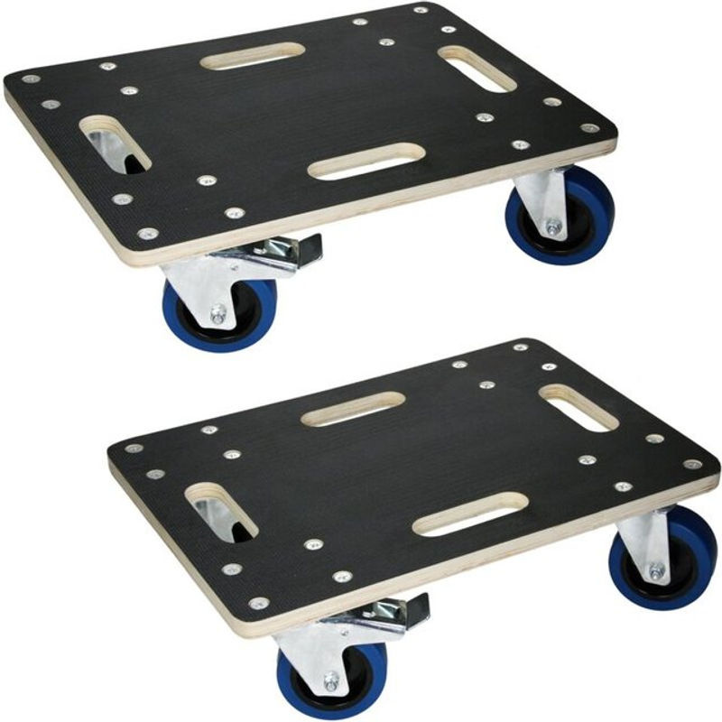 Ecd Germany 2er Set Möbelroller aus Multiplex mit Feststellbremsen, B/T: 50 x 35 cm, Traglast 800 kg - Bild 2