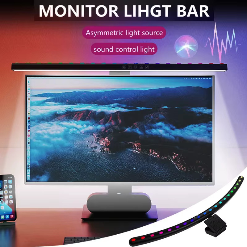 LINYILIGHT RGB LED Monitorleuchte Schwarz mit Dimmfunktion für Gaming und Home Office - Bild 2