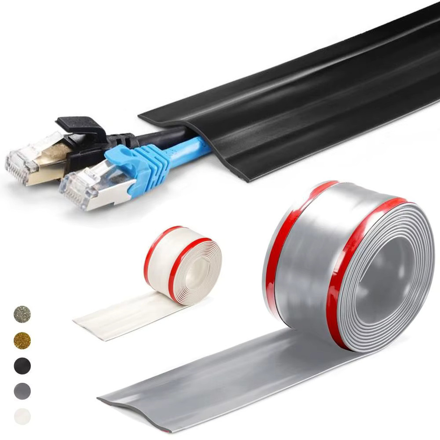 Selbstklebende PVC-Bodenkabelabdeckung in Weiß als universeller Kabelschutz für Zuhause und Büro - Bild 2
