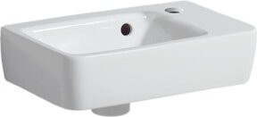 Geberit Renova Plan Handwaschbecken aus Keramik in Weiß mit Überlauf und Unterbauinstallation, Breite: 36 cm, Tiefe: 25 cm - Bild 1