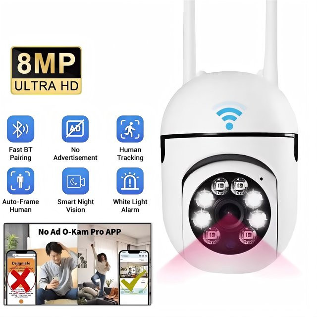 V360PRO 8MP WLAN IP PTZ Sicherheitskamera mit 4-fach Zoom, Tracking-Funktion, Zwei-Wege-Audio und Nachtsicht in Weiß - Bild 1