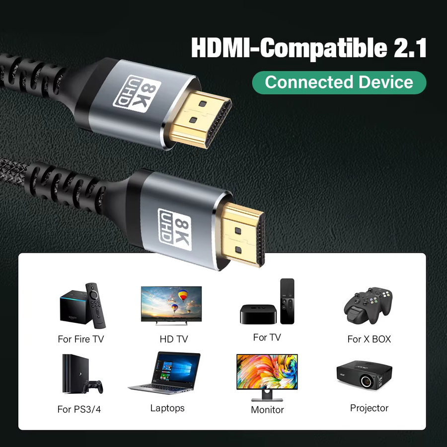 Nephy HDMI 2.1 Kabel 8K 60Hz 48Gbps High-Speed Adapterkabel in Schwarz - Bild 2