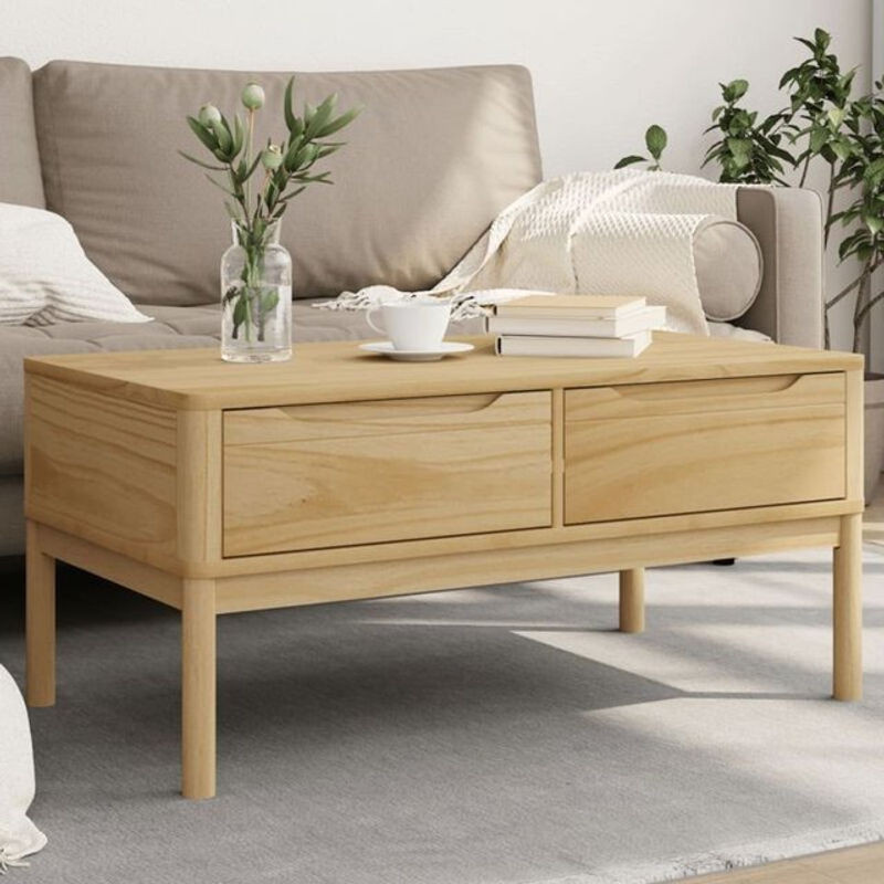 Vidaxl Couchtisch Floro aus Massivholz Kiefer in Wachsbraun, Rechteckig, B/T/H: 99 x 55,5 x 45 cm - Bild 1