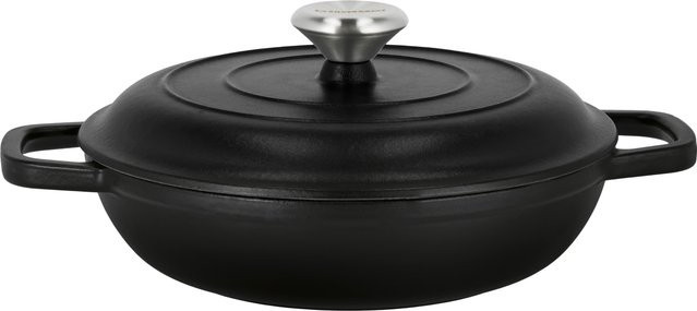 SILVERCREST Premium-Gusseisenservierpfanne aus emailliertem Gusseisen, Schwarz, Durchmesser: 25 cm - Bild 1