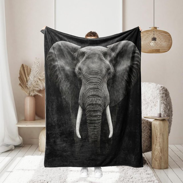JMG Household Supplies Elefant Fleece-Kuscheldecke für Tierliebhaber, Schwarz, B/H: 150 x 200 cm - Bild 1