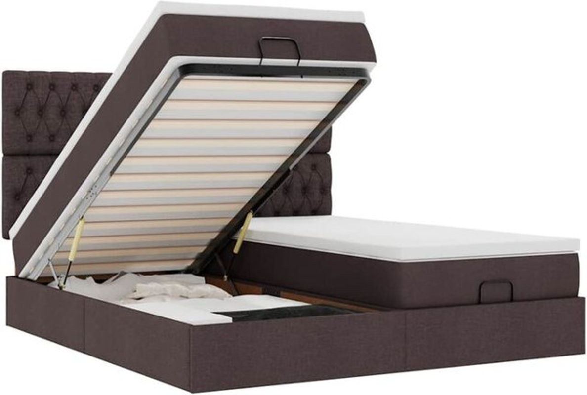 vidaxl Polsterbett Ottoman mit Matratzen und LED in Dunkelbraun, B/T/H: 180 x 200 x 118 cm - Bild 1