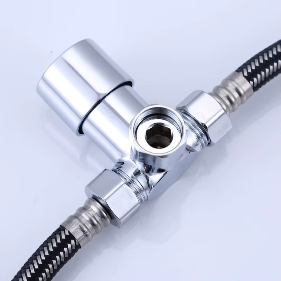 Thermostat-3-Wege-Mischventil aus Zinklegierung in Chrom/Silber mit G1/2-Gewinde zur Temperaturregelung für heißes und kaltes Wasser - Bild 2