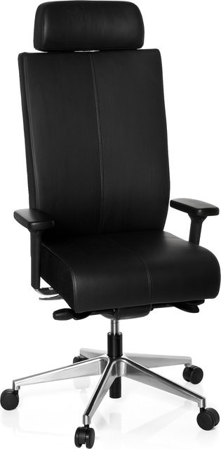hjh OFFICE Profi Bürostuhl PRO-TEC XXL in Schwarz aus Leder mit Armlehnen und Höhenverstellung - Bild 1