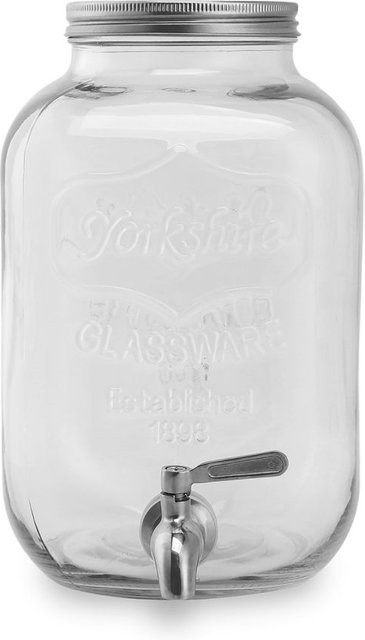 ECHTWERK Retro Getränkespender aus Glas mit Deckel, transparent und silber, 5 l - Bild 1