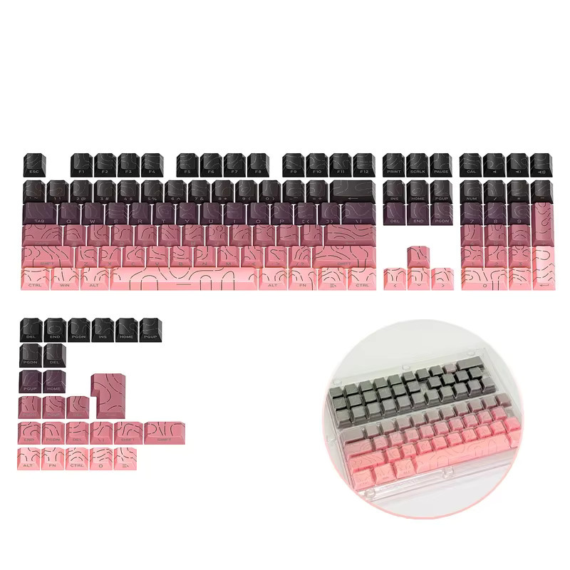 Contour Gradient Custom Keycaps mit Side-Legend für mechanische Tastaturen in Schwarz, kompatibel mit 60 % 65 % 70 % 75 % TKL 96 % 100 % Layouts - Bild 3
