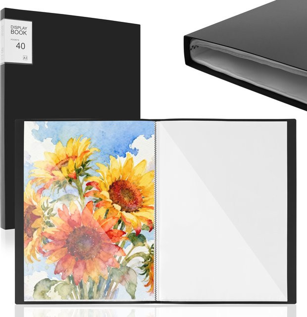 2er Set Kunstportfolio Präsentationsmappe A3 in Schwarz mit 40 Taschen und Klarsichthüllen für Malerei und Display - Bild 1