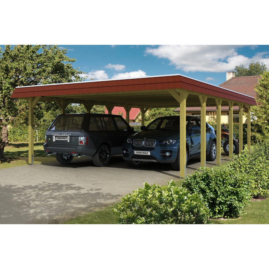 Skan Holz Doppelcarport Spreewald mit Walmdach in Rot - Bild 2
