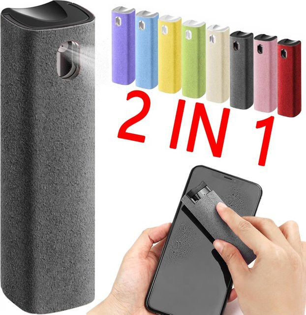 2-in-1 Mikrofaser Bildschirmreiniger mit Spray für Tablet, Smartphone, Computer und Brillen in Blau - Bild 1