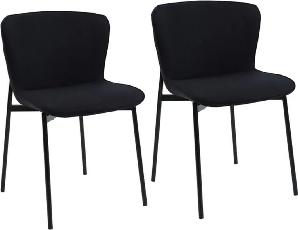 2er Set Mary Esszimmerstühle Svita Polsterstühle ohne Armlehnen in Schwarz mit Metallgestell - Bild 1