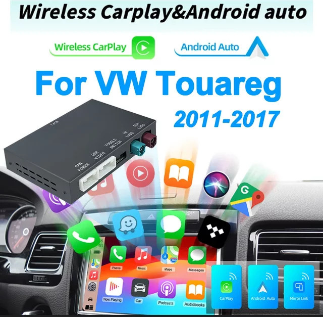 ANYFAR Drahtloses CarPlay und Android Auto Automodul für Volkswagen Touareg 2011–2017 mit 8-Zoll-Unterstützung und Airplay in Schwarz - Bild 1