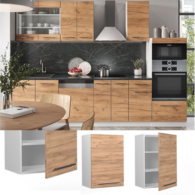 Vicco Hängeschrank Fame-Line Küchenschrank in Weiß und Eiche mit Softclose-Scharnieren und Einlegeboden, Breite: 50 cm, Höhe: 72 cm, Tiefe: 34 cm - Bild 1