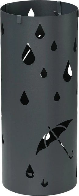 Furnicato Schirmständer aus verzinktem Stahl in Säulenform, Farbe Grau, mit Bodenfach, Durchmesser: 17 cm, Höhe: 41 cm - Bild 1