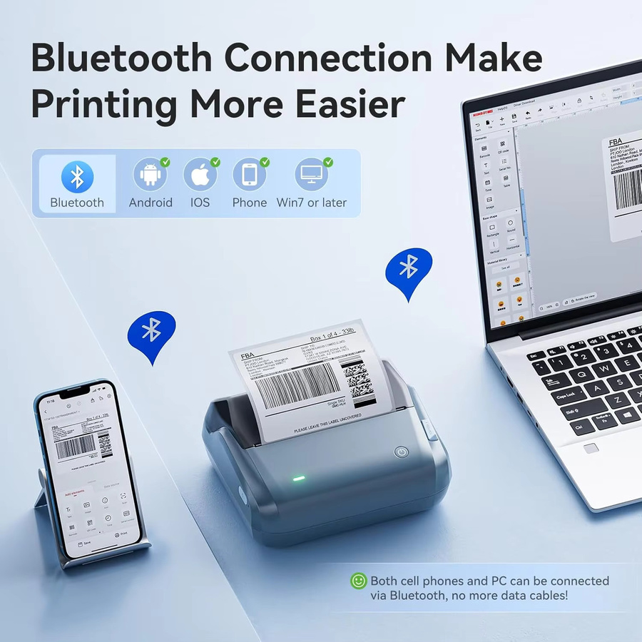 NIIMBOT B4 Bluetooth Thermoetikettendrucker für Versandetiketten und mobile Anwendungen - Bild 2