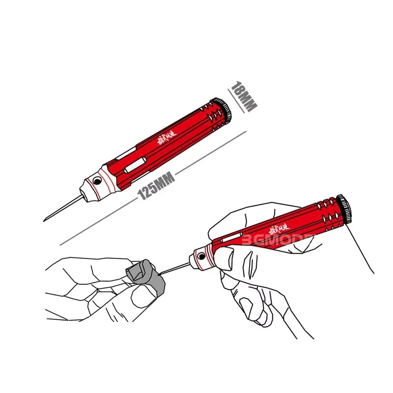 MDWD 5-in-1 Modellbau-Anreißer Set mit Gummikappenklingen in Rot, Schneidwerkzeug für Modellharz und Hobby, Durchmesser: 0,2 mm, 0,4 mm, 0,6 mm, 0,8 mm, 1,0 mm - Bild 2