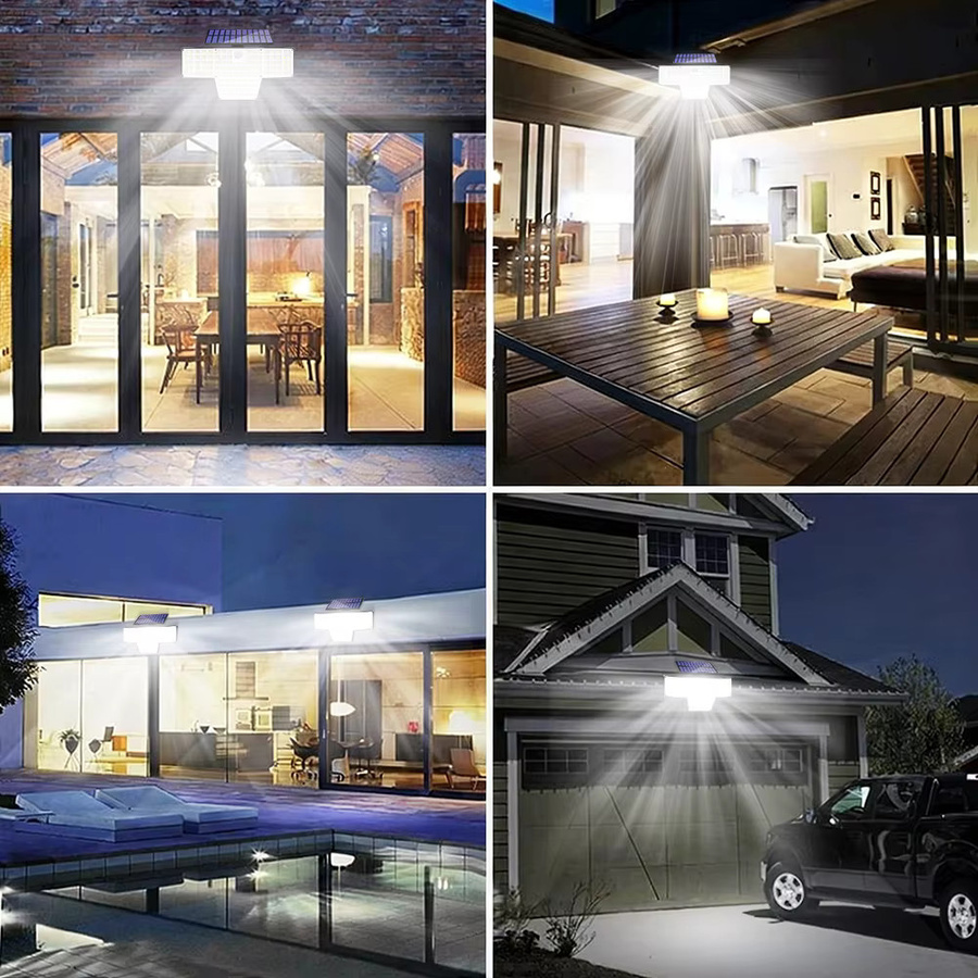 Solarbetriebene LED Außenwandleuchten mit Bewegungssensor und 448 LEDs, IP65 Wasserdicht, 2er Set, Weiß - Bild 6