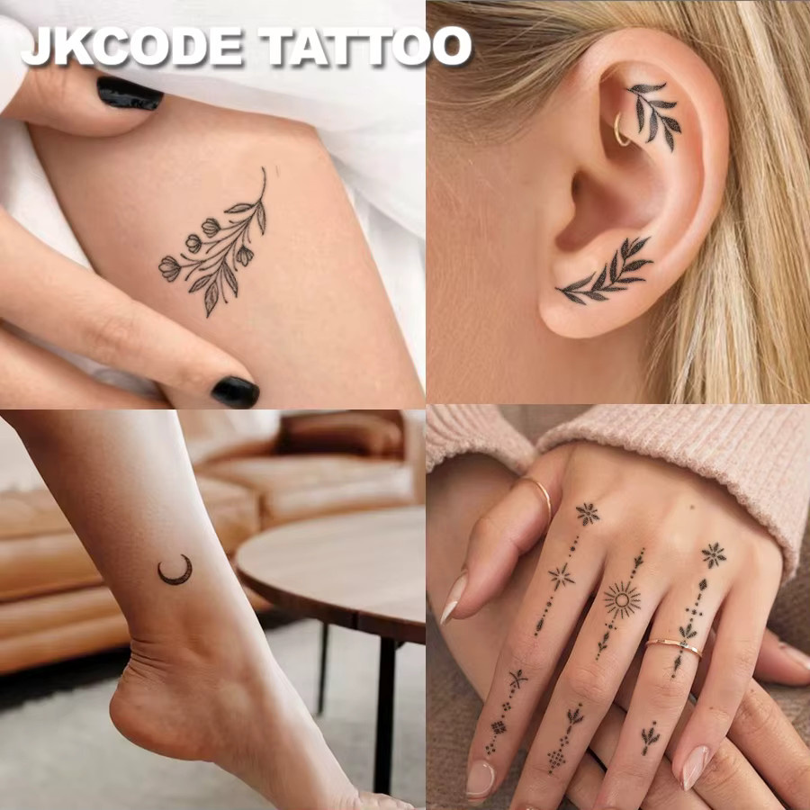 JKCODE TATTOO Set, Ramadan-Tattoos, Neumond, Blätter, Sterne, Blumen, Pflanzen - Bild 2