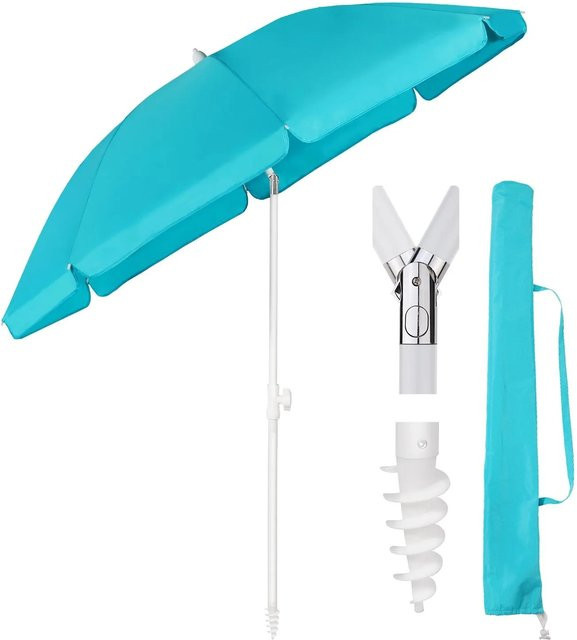 Sekey Sonnenschirm mit UV50+ Schutz, Balkonschirm aus Polyester und Metall in Weiß, Türkis oder Seeblau, Durchmesser: 180 cm - Bild 1