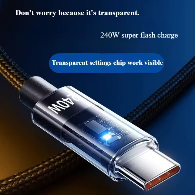 ILEPO USB-A auf Typ-C-Kabel mit 240 W Superschnellladung und LED-Digitalanzeige in Schwarz - Bild 2
