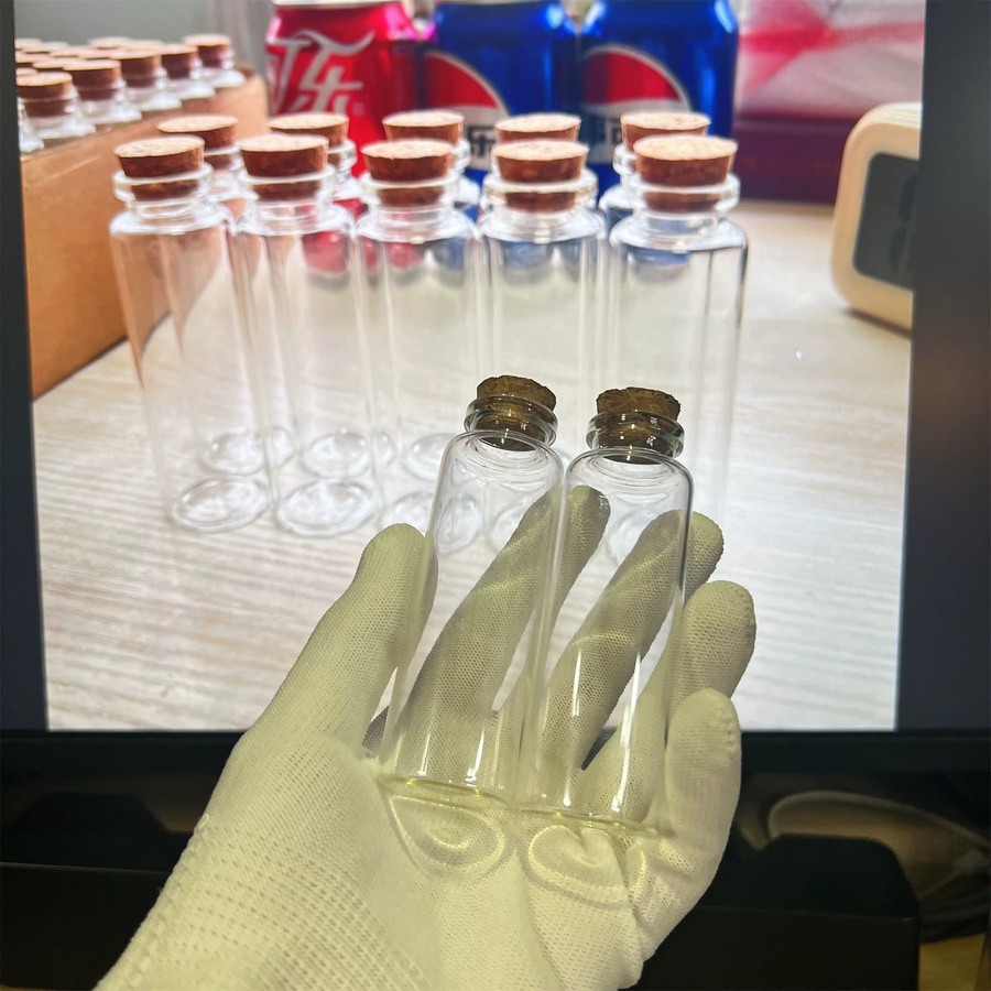 Mini-Wunschgläser aus Glas mit Korkverschluss, transparente Reagenzgläser für DIY-Handwerk und Weihnachten, 45 ml, B/T/H: 1,6 x 0,9 x 3,0 cm - Bild 3