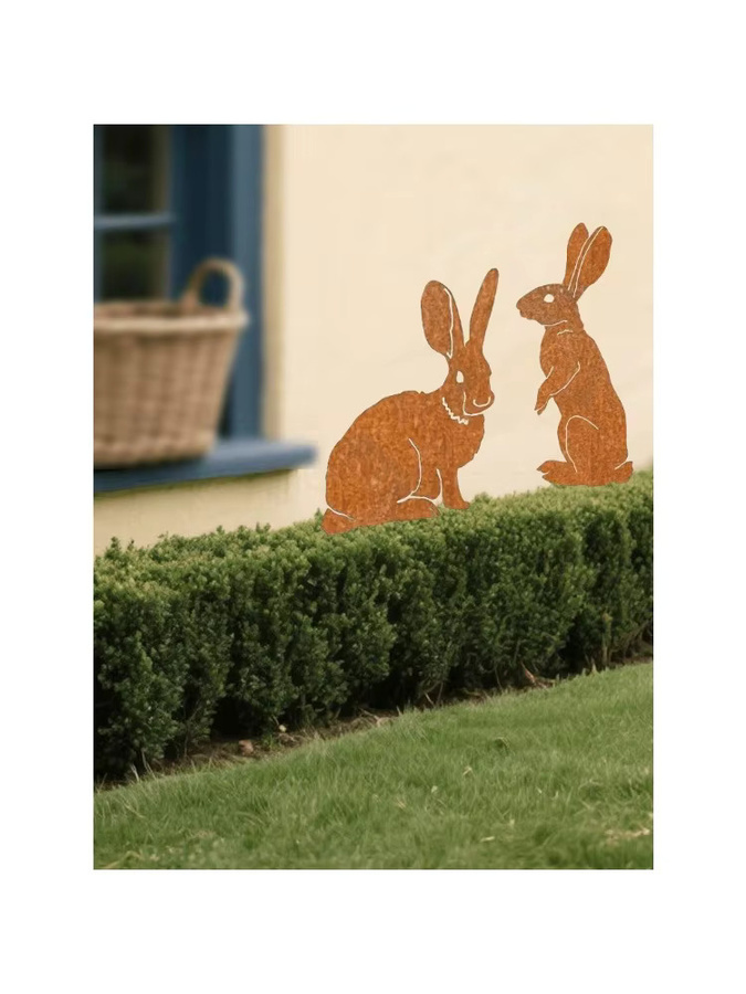 CIFBUY Kaninchen-Gartendekoration aus Metall in Braun für Garten, Terrasse und Blumenbeete - Bild 5