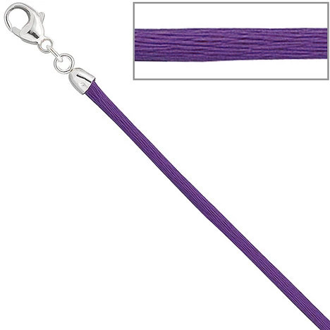 Colfem Halskette Seide, lila, 42 cm, 925 Silber, Unisex - Bild 1