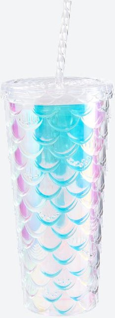 NKD Tumbler Becher mit Strohhalm in Weiß und Multicolour, 600 ml - Bild 1