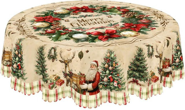 Wasserdichte rechteckige Tischdecke von JINGYUE Pet mit USA-Flaggen-Design und Blumenmuster in Beige, B/T/H: 152 x 220 cm - Bild 1