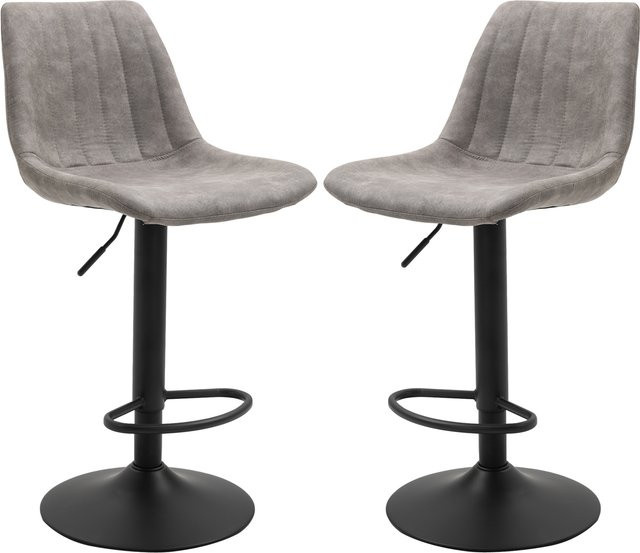 HOMCOM Barhocker 2er Set, gepolsterte Barstühle aus Mikrofaser mit Metallgestell in Grau, höhenverstellbar und 360 Grad drehbar - Bild 1