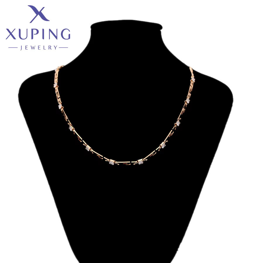 Xuping Halskette, Kupfer Legierung, Gold, Zirkonia, Damen, 45 cm - Bild 2
