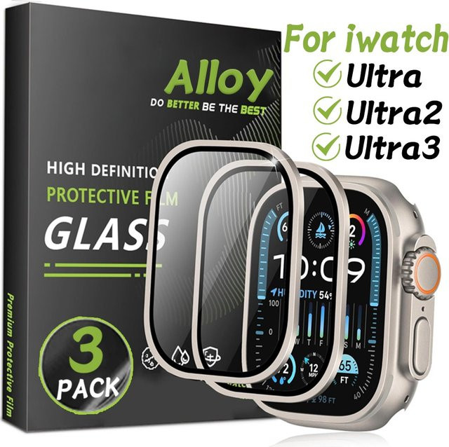 BAPPSUS Displayschutz Titanlegierung, gehärtetes Glas, Apple Watch Ultra 49 mm, Unisex - Bild 1