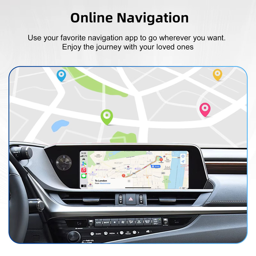 LEXXSON Drahtlose CarPlay und Android Auto Retrofit Kit Decoder Box für Lexus ES, UX, NX, IS, RX, GX, RC (Modelle 2018-2021), Farbe: Silber - Bild 5