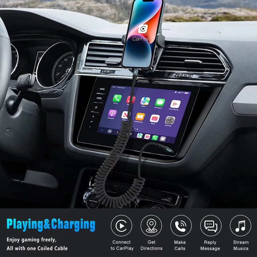 BSN USB-C zu USB-C Spiralkabel in Schwarz mit 20Gbps Datenübertragung, 8K@60Hz Display und 100W Schnellladefunktion - Bild 3