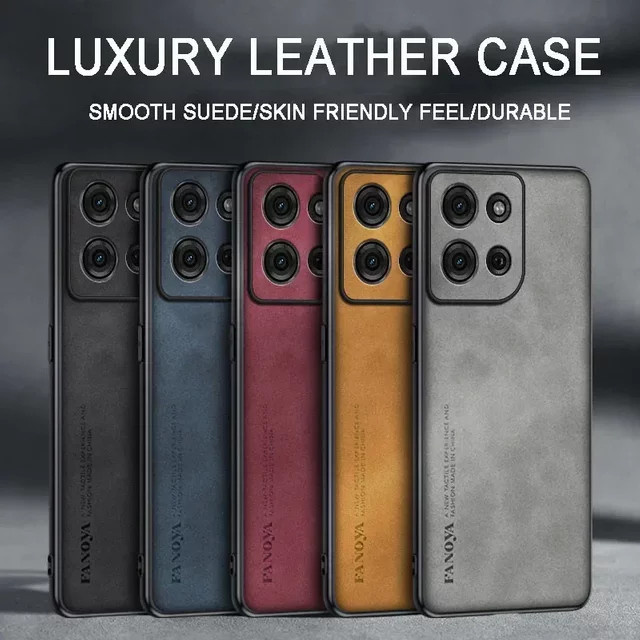 Business Schaffell-Leder-Hülle mit TPU-Rand für Motorola Edge 70 60 50 40 Neo Pro Ultra Fusion, Farbe: Braun, Anti-Drop Schutzhülle - Bild 1