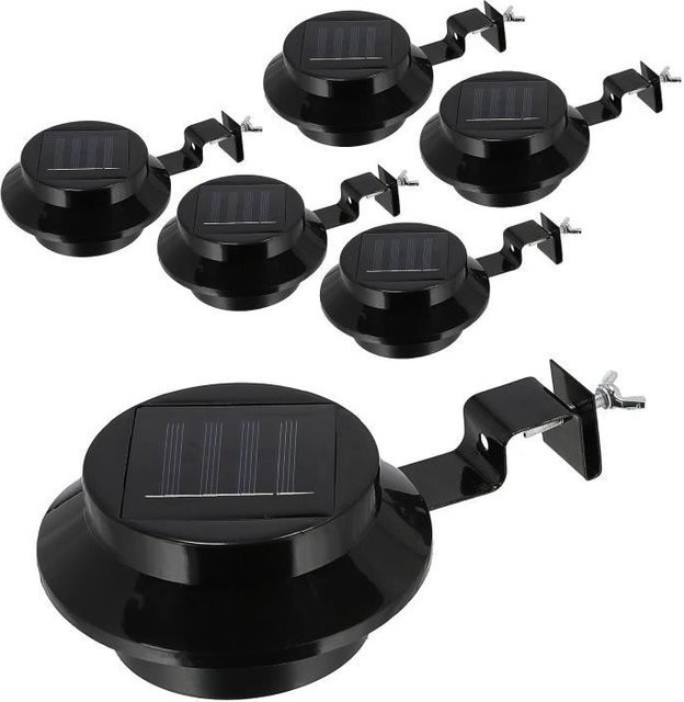 STEL ORA Set aus 6 Solar-LED-Außenleuchten in Schwarz für Kunststoff- und Metall-Dachrinnen - Bild 1