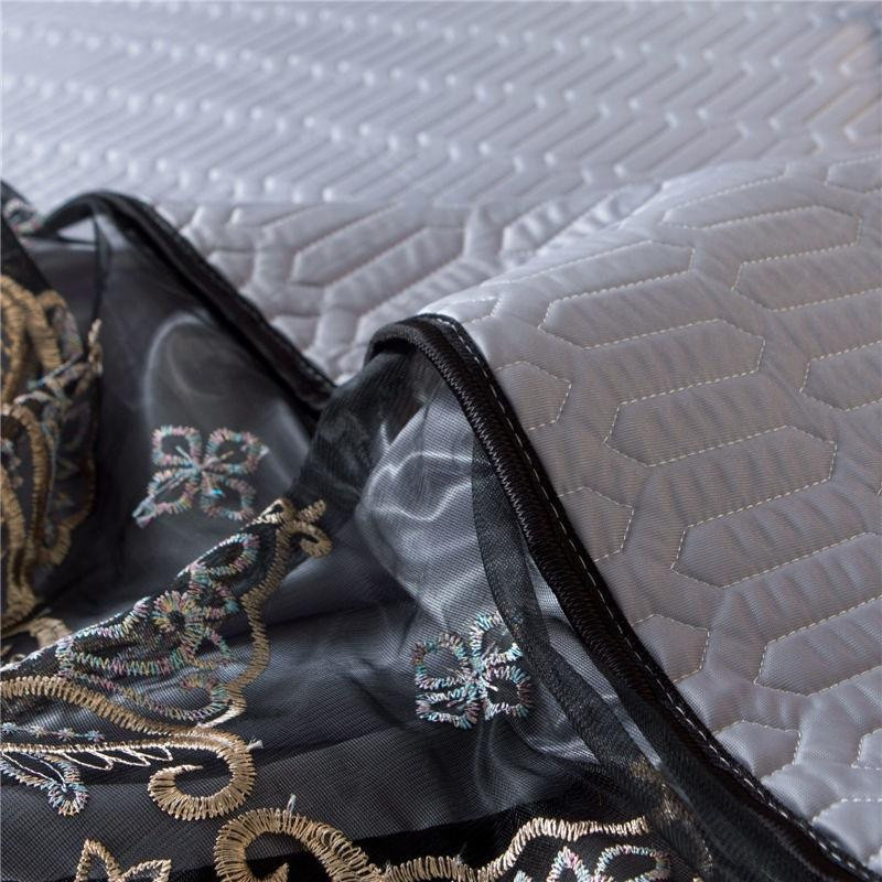 Waschbare Sommermatte aus Eisseide und Latex mit Spitzendetails, Bettrock und Tagesdecke, 1,5 x 2,0 m, 3-teiliges Set von Your Warm Home - Bild 2