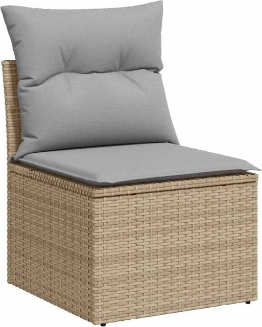 vidaXL Garten-Sofa-Set in L-Form mit 7 Teilen, Beige und Grau, inklusive Kissen und integriertem Stauraum - Bild 1