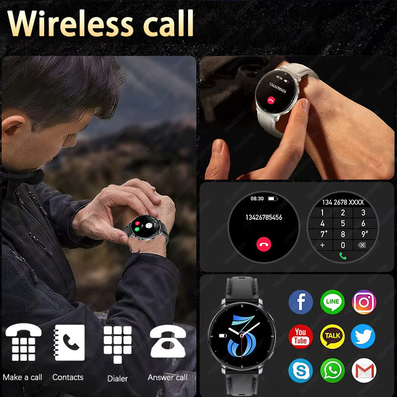 paazomu Smartwatch, 1,32 Zoll, Schwarz, Damen und Herren - Bild 3