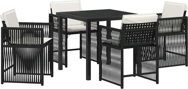 vidaXL Garten Essgruppe 5-teilig aus Poly-Rattan in Schwarz mit Glastisch und 4 Stühlen - Bild 1