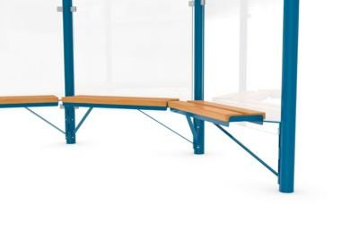 Design-Sitzbank WSM für Achteckpavillon Paris aus Kiefernholz und pulverbeschichtetem Stahl, Farbe: Enzianblau, Länge: 100 cm - Bild 1