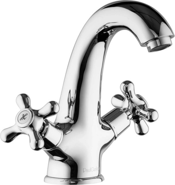 PaulGurkes Design Armatur Nostalgie Retro Waschtischarmatur mit Schwenkauslauf in Chrom/Silber - Bild 1