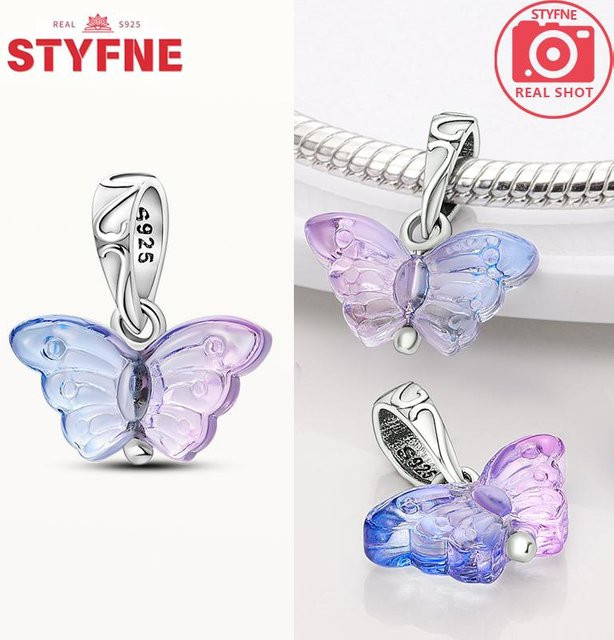 YIRAN Dayang Schmetterling Anhänger, Kupfer, Lila Glas, Zirkonia, Damen - Bild 1