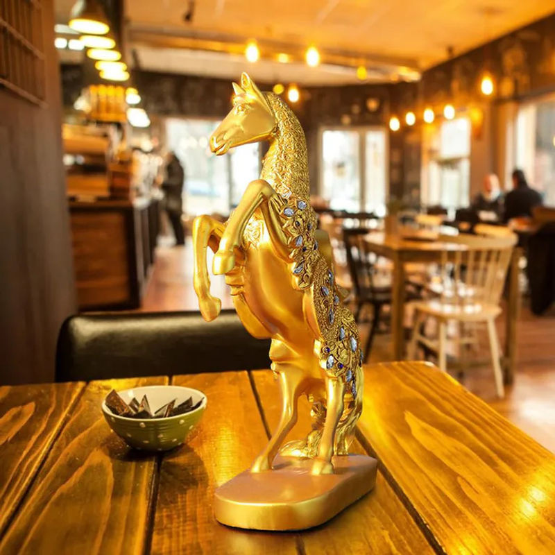 OutsideWorld Retro Pferd Statue in Gold als dekoratives Kunsthandwerk für dein Zuhause oder Büro - Bild 6