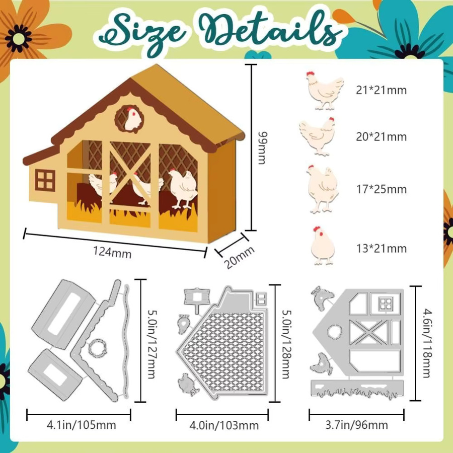 3D Hühnerstall Stanzform aus Kohlenstoffstahl für Scrapbooking und Kartenherstellung - Bild 2