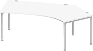 Schäfer Shop Genius Winkelschreibtisch MODENA FLEX 135 Grad mit drehbarer Platte, Ansatz rechts, Farbe Weiß/Weißaluminium - Bild 1